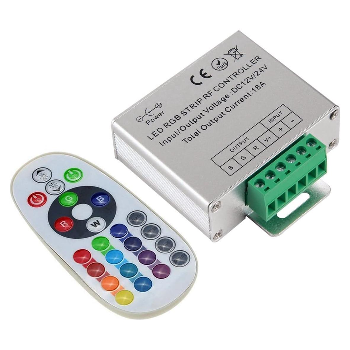 Controlador LED RGB 12V-24V 18A Minbow con Control Remoto
