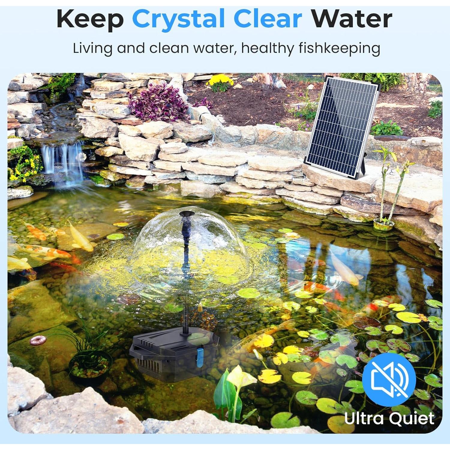 Filtro de Estanque Solar POPOSOAP 12W con Bomba 160GPH