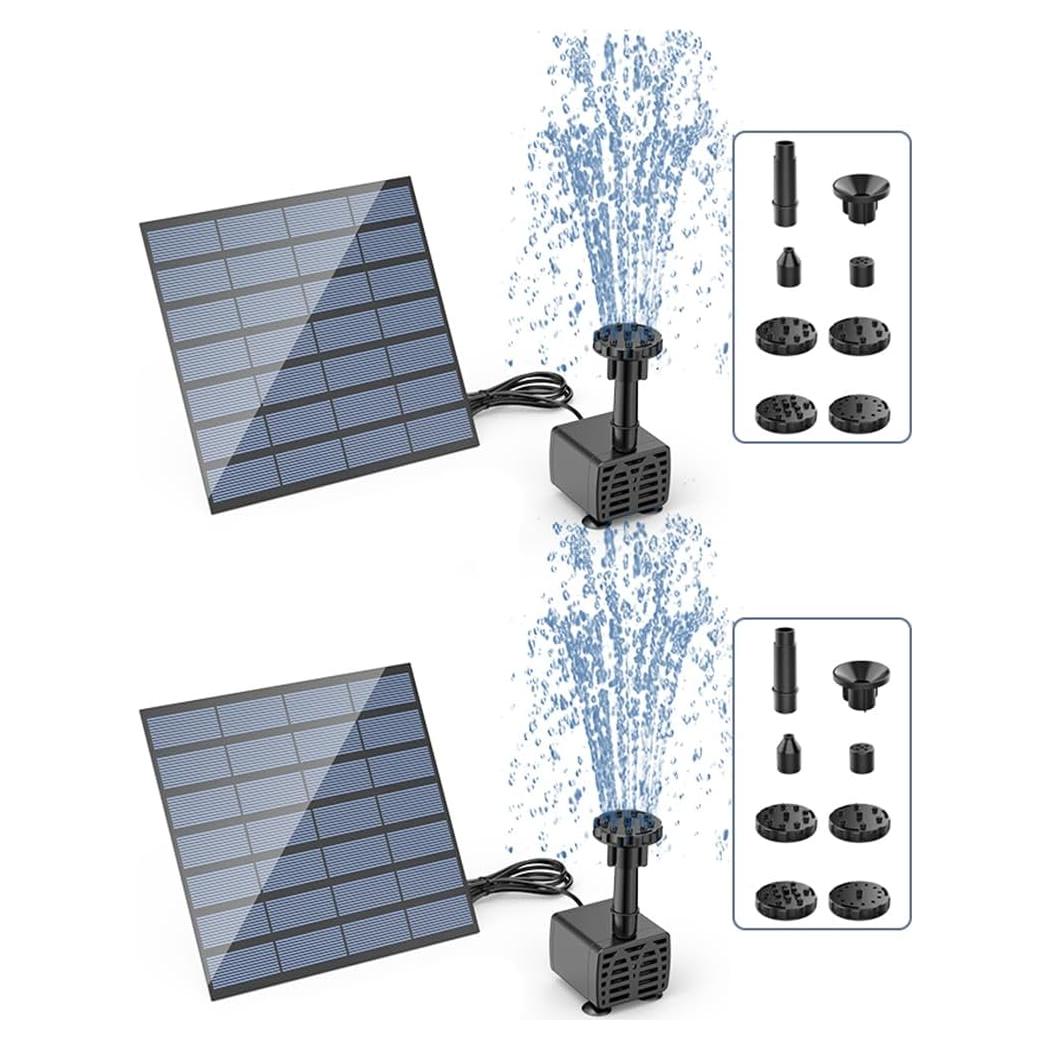 Bomba de Agua Solar AISITIN 1.5W 2PCS con 6 Boquillas