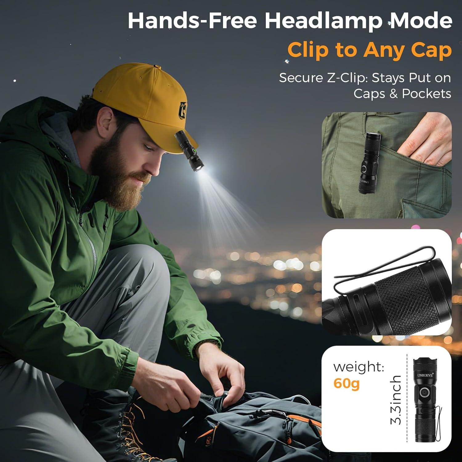 Linterna Mini Recargable UNROEVS XC06 1200 Lúmenes LED Compacta