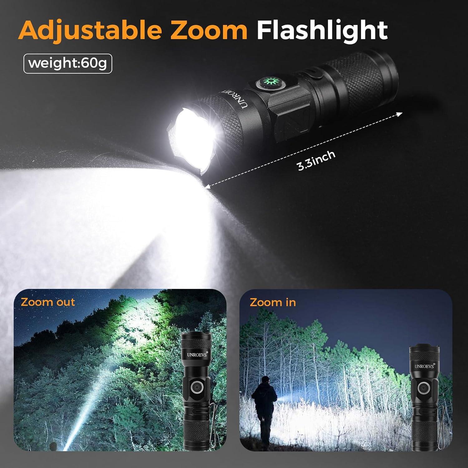 Linterna Mini Recargable UNROEVS XC06 1200 Lúmenes LED Compacta