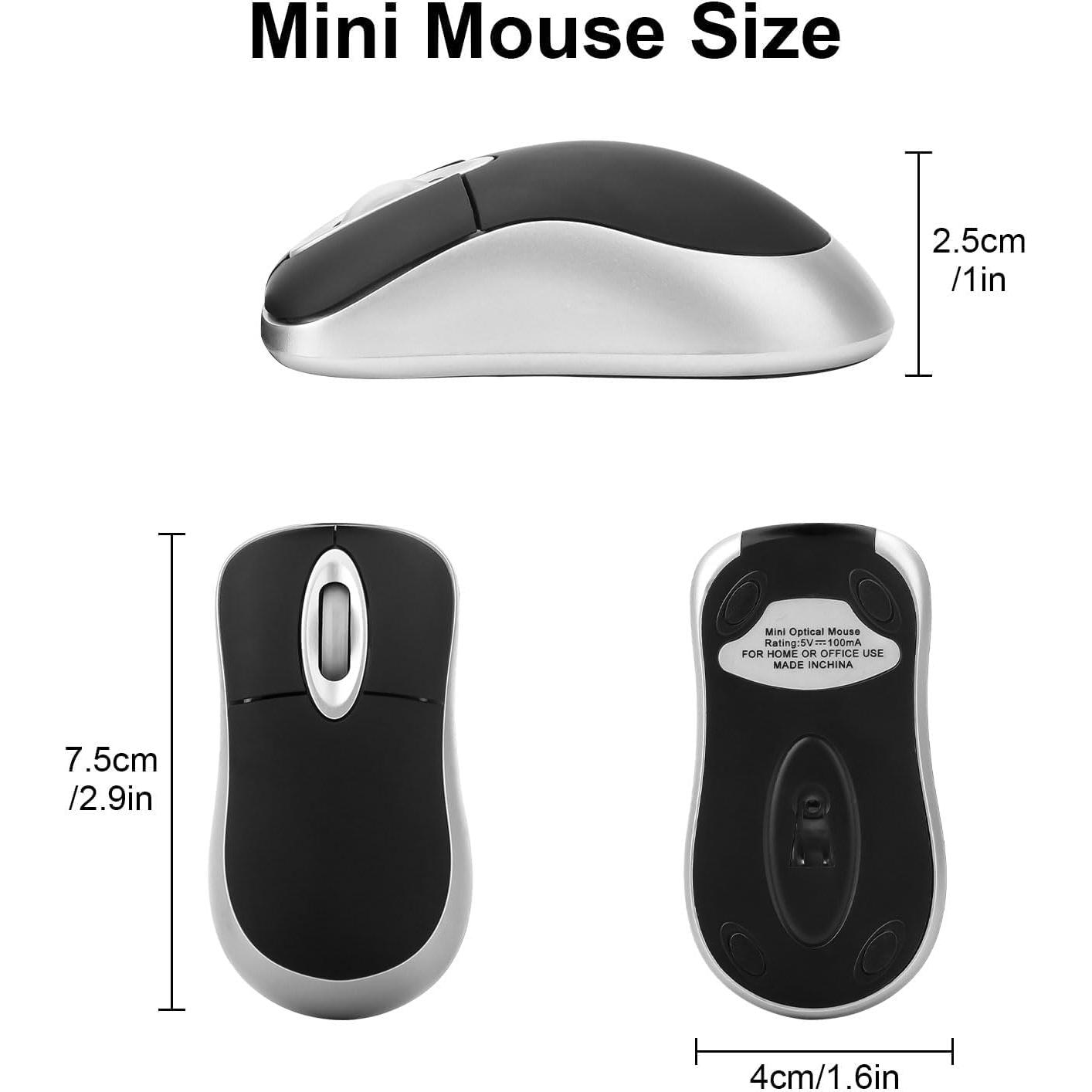 EEEKit Mini Ratón USB-C con Cable Retráctil 1600 DPI Negro