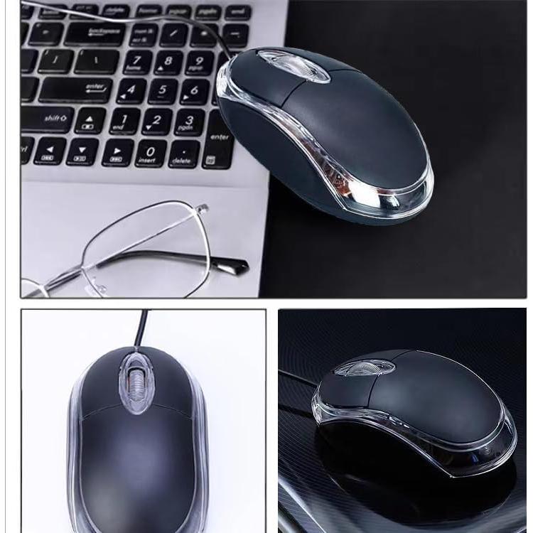 Ratón Óptico Mini Con Cable Guiheng USB Ergonómico Negro