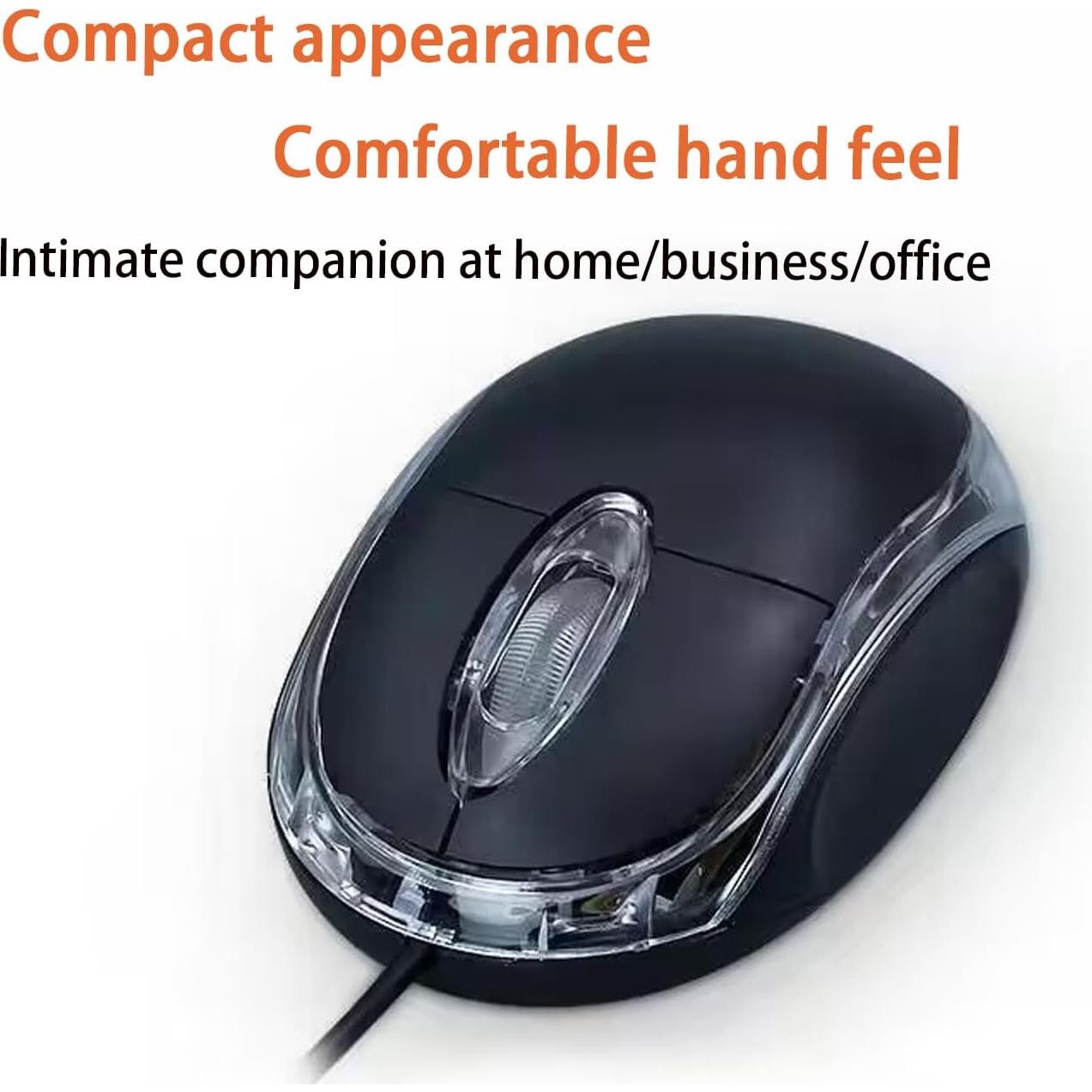 Ratón Óptico Mini Con Cable Guiheng USB Ergonómico Negro