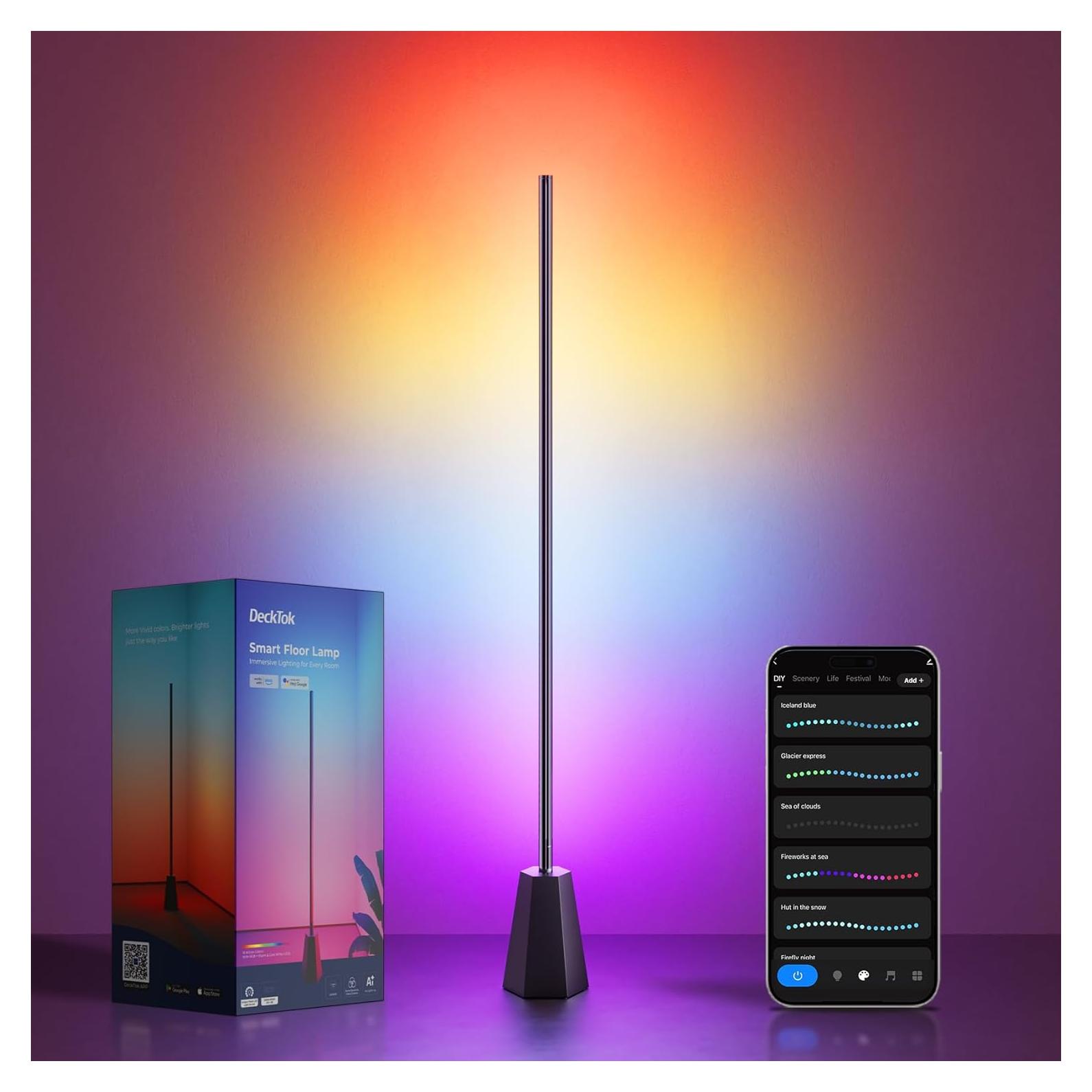 Lámpara de Esquina LED DeckTok RGB, Control APP y Voz, 2700-6500K