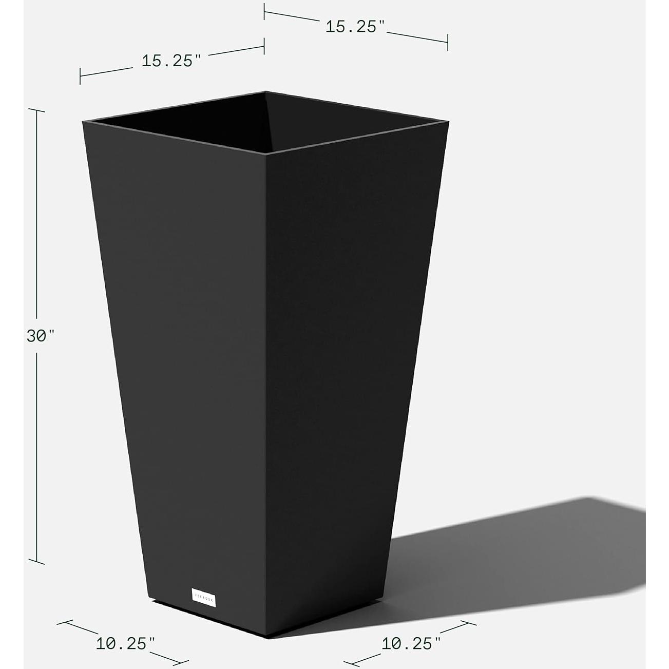 Maceta Cónica Veradek V-Resin 76.2 cm Negra - Juego de 2