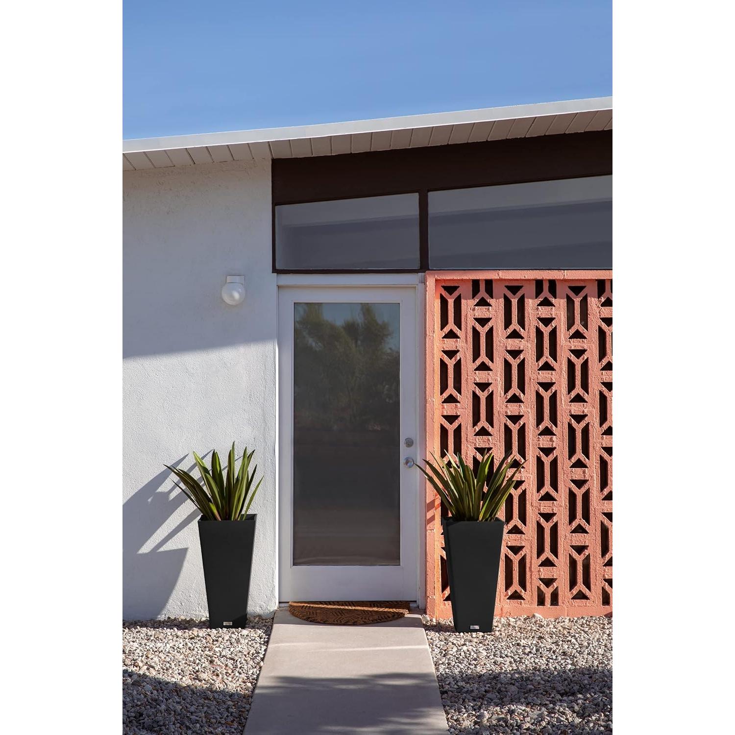 Maceta Cónica Veradek V-Resin 76.2 cm Negra - Juego de 2