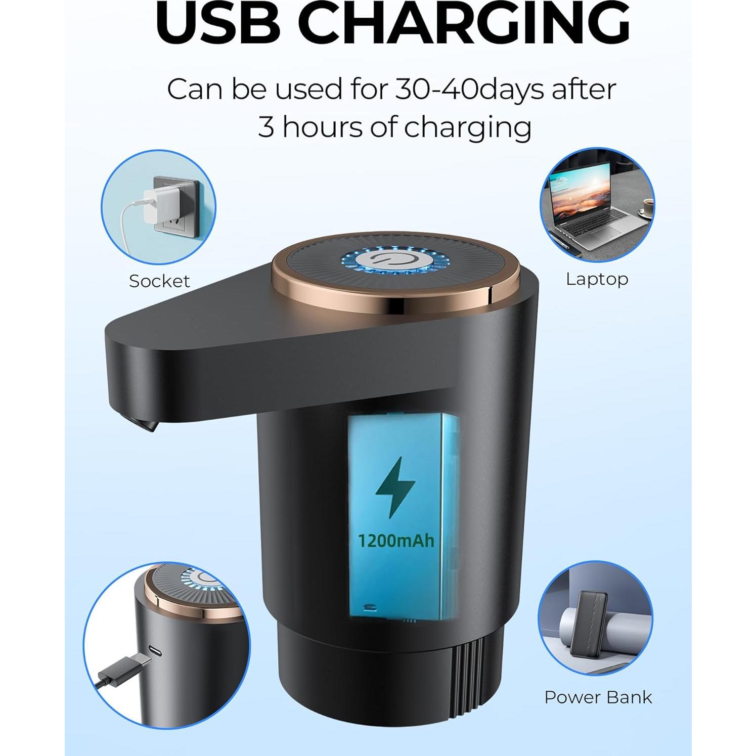 Bomba Dispensadora de Agua Eléctrica Cozycharm 5 Galones USB