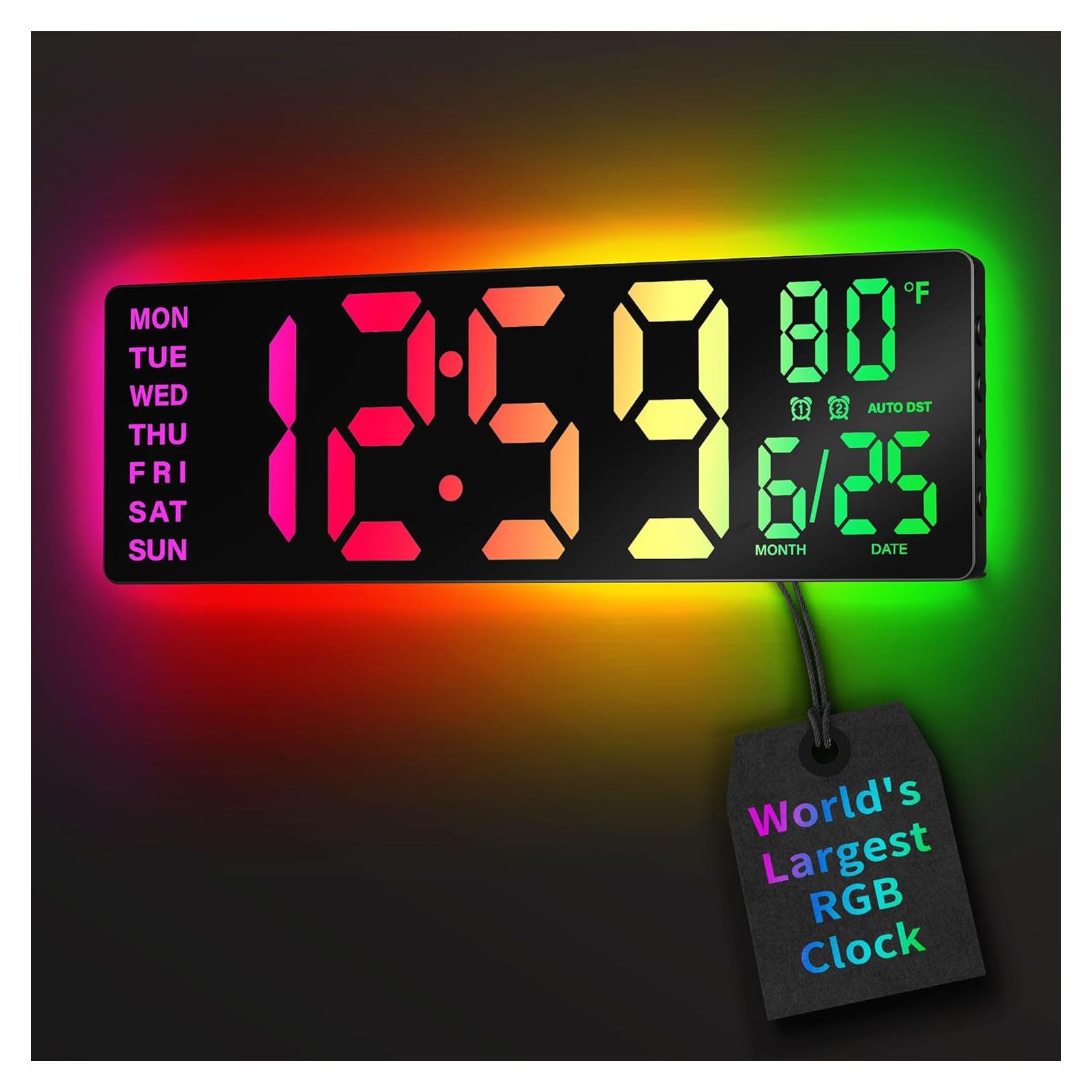 Reloj de Pared Digital EASYERA 16.5" RGB con Control Remoto