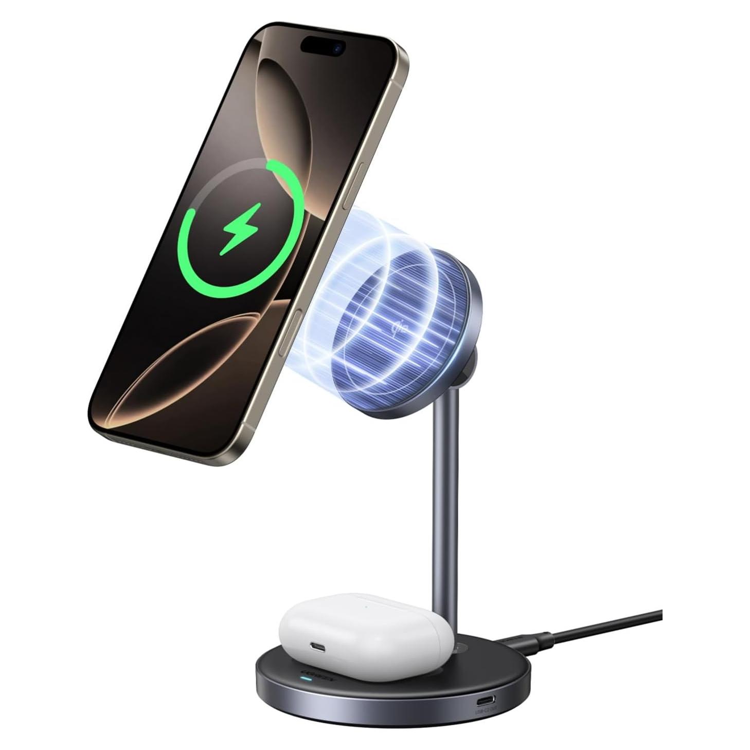 Cargador Inalámbrico UGREEN Qi2 15W Magnético para iPhone y AirPods