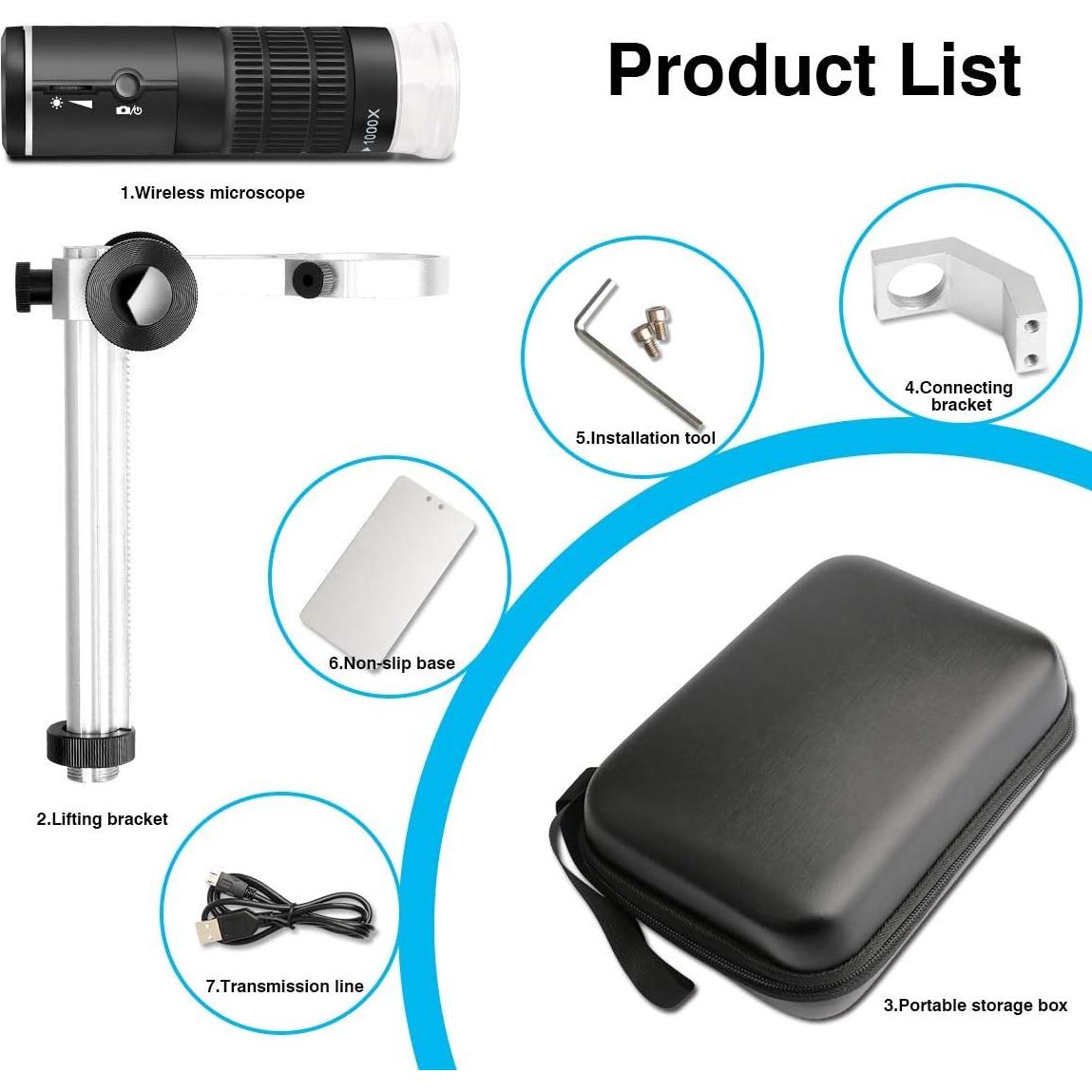 Microscopio Digital WiFi Cainda F2 HD 1080P 50-1000X Portátil