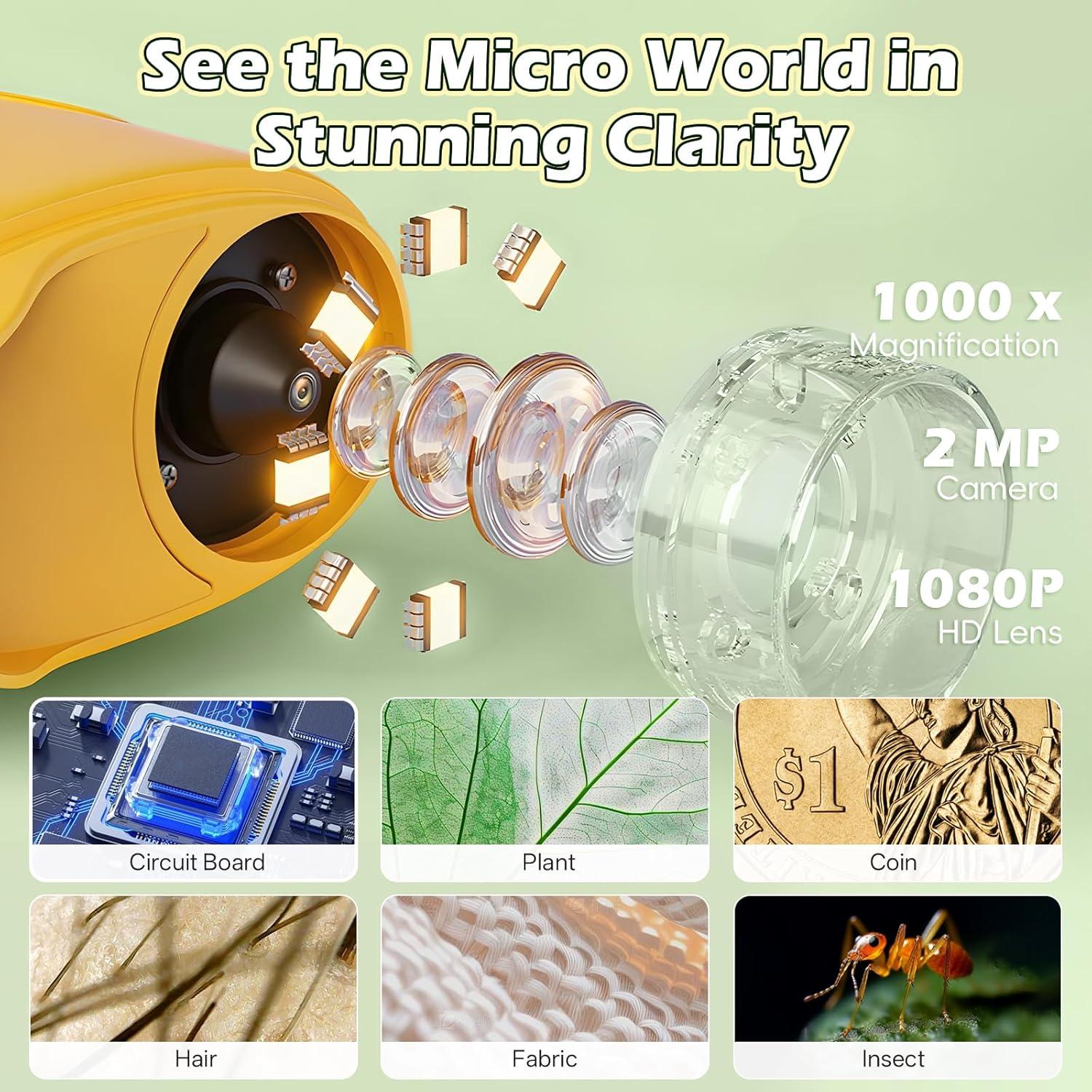 Microscopio Digital para Niños Alotwan 1000X Pantalla HD