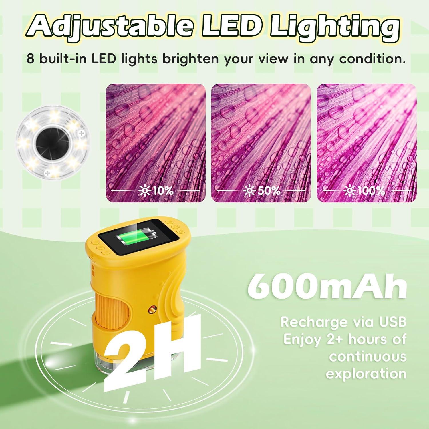 Microscopio Digital para Niños Alotwan 1000X Pantalla HD