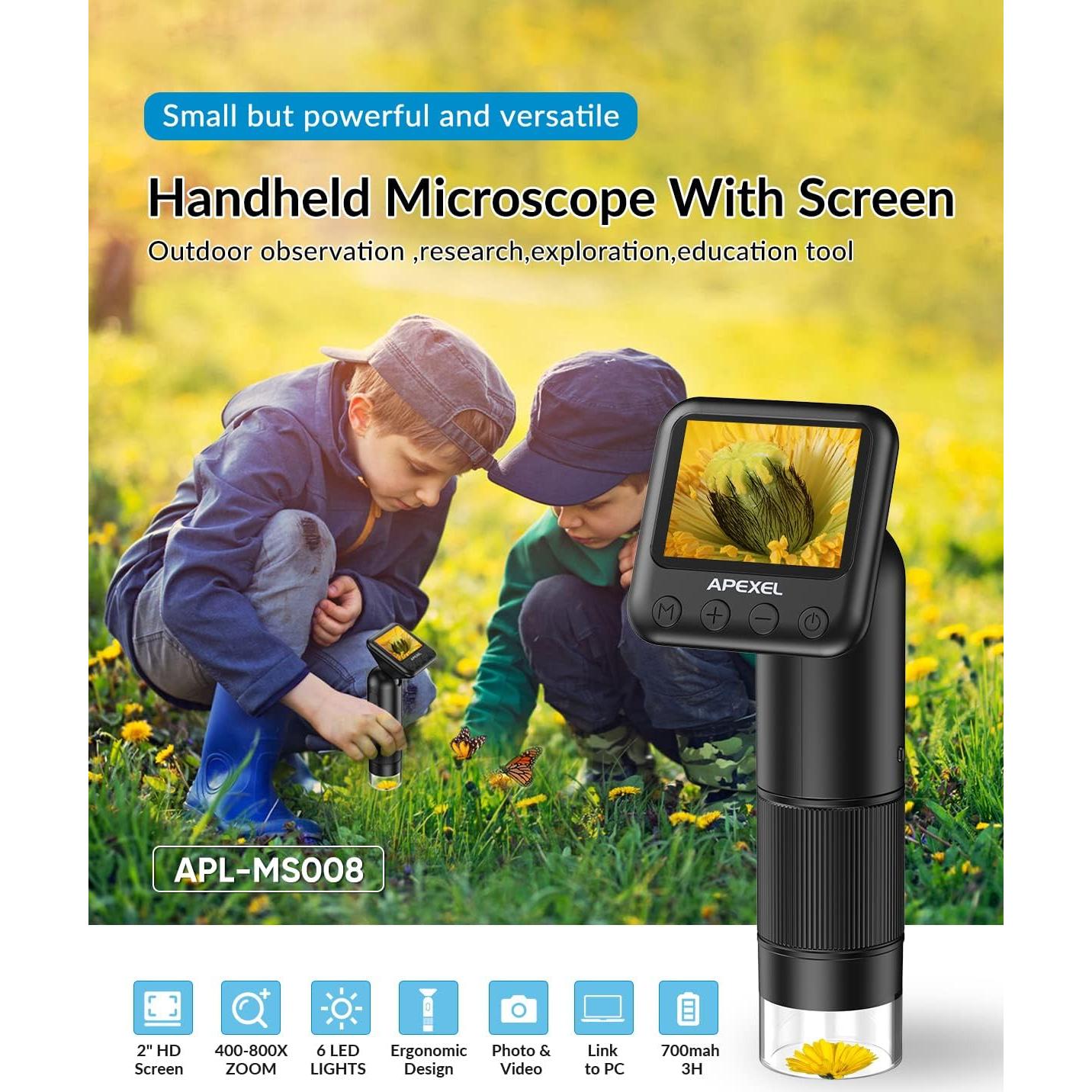 Microscopio Digital de Mano Evil Eye 400-800X HD con Pantalla LCD