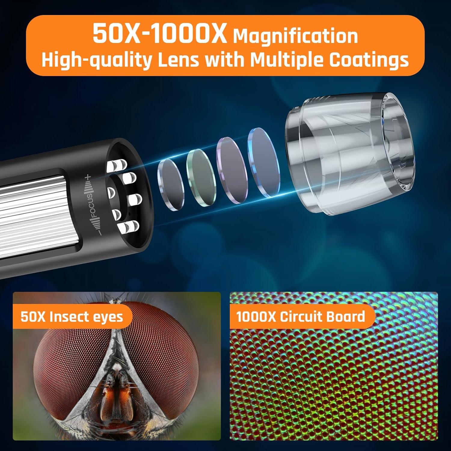 Microscopio Digital de Mano Sogries 1000x con Pantalla LCD 2"