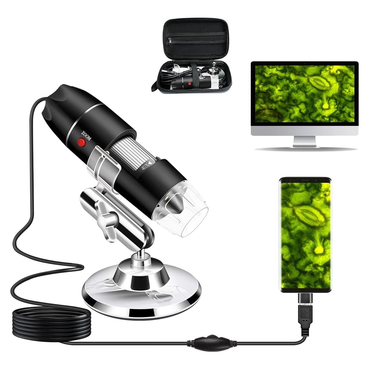 Microscopio Digital USB Cainda X10 con Soporte y Estuche