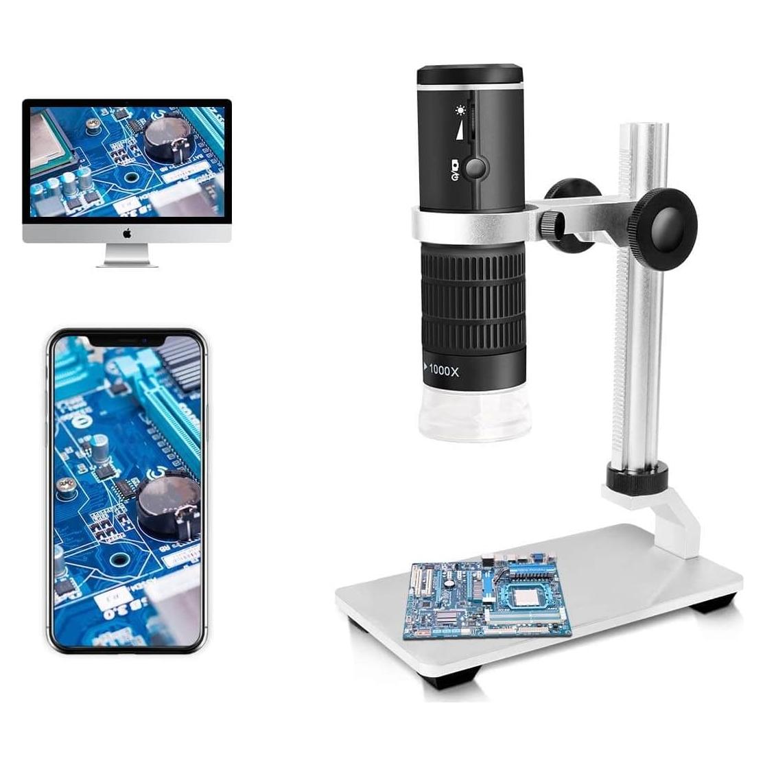 Microscopio Digital WiFi Jiusion 50-1000x HD con Soporte