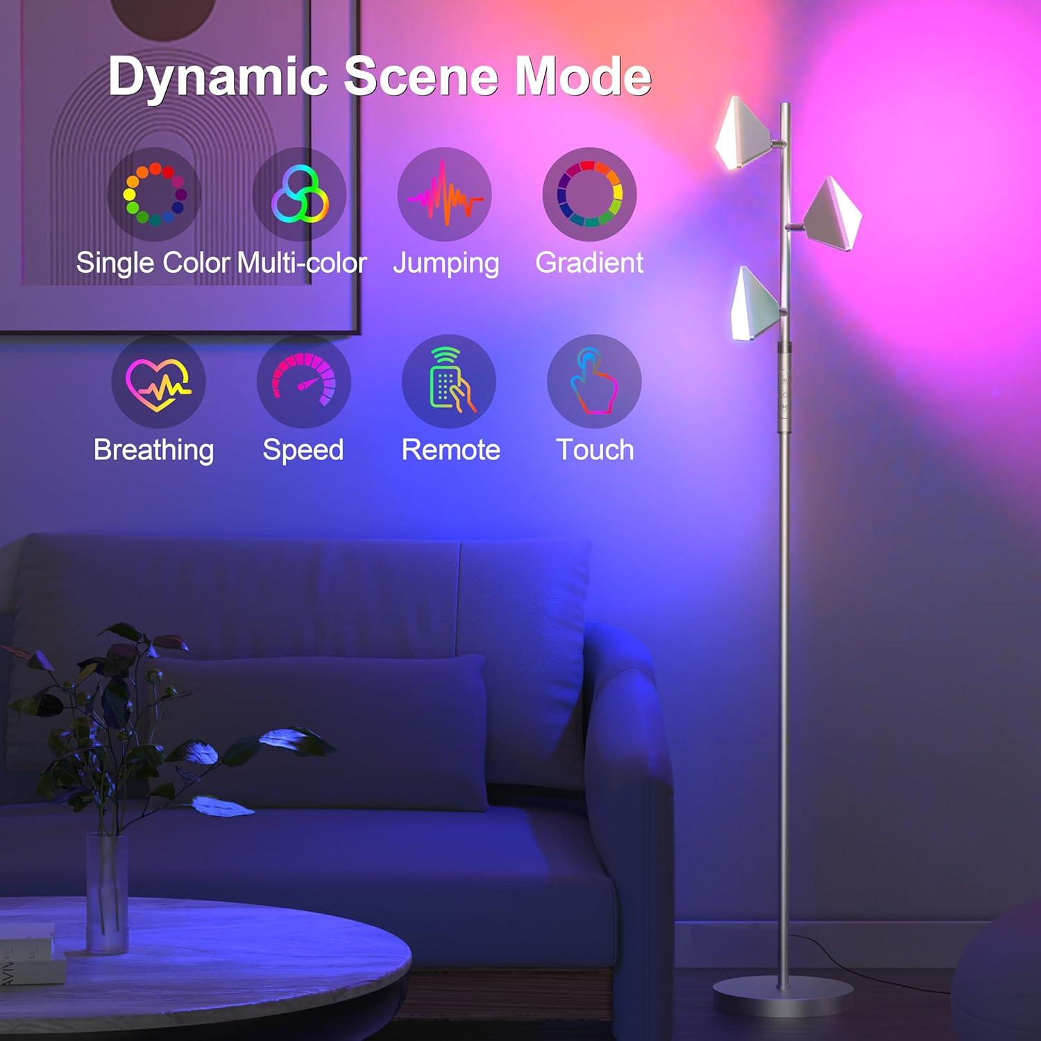 Lámpara de Pie RGB PARTPHONER FLA-036-A2 Plata 175cm