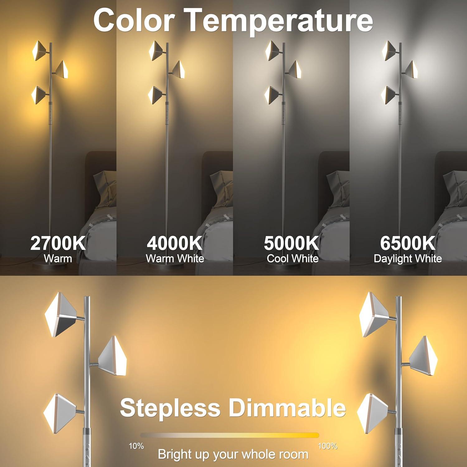 Lámpara de Pie RGB PARTPHONER FLA-036-A2 Plata 175cm
