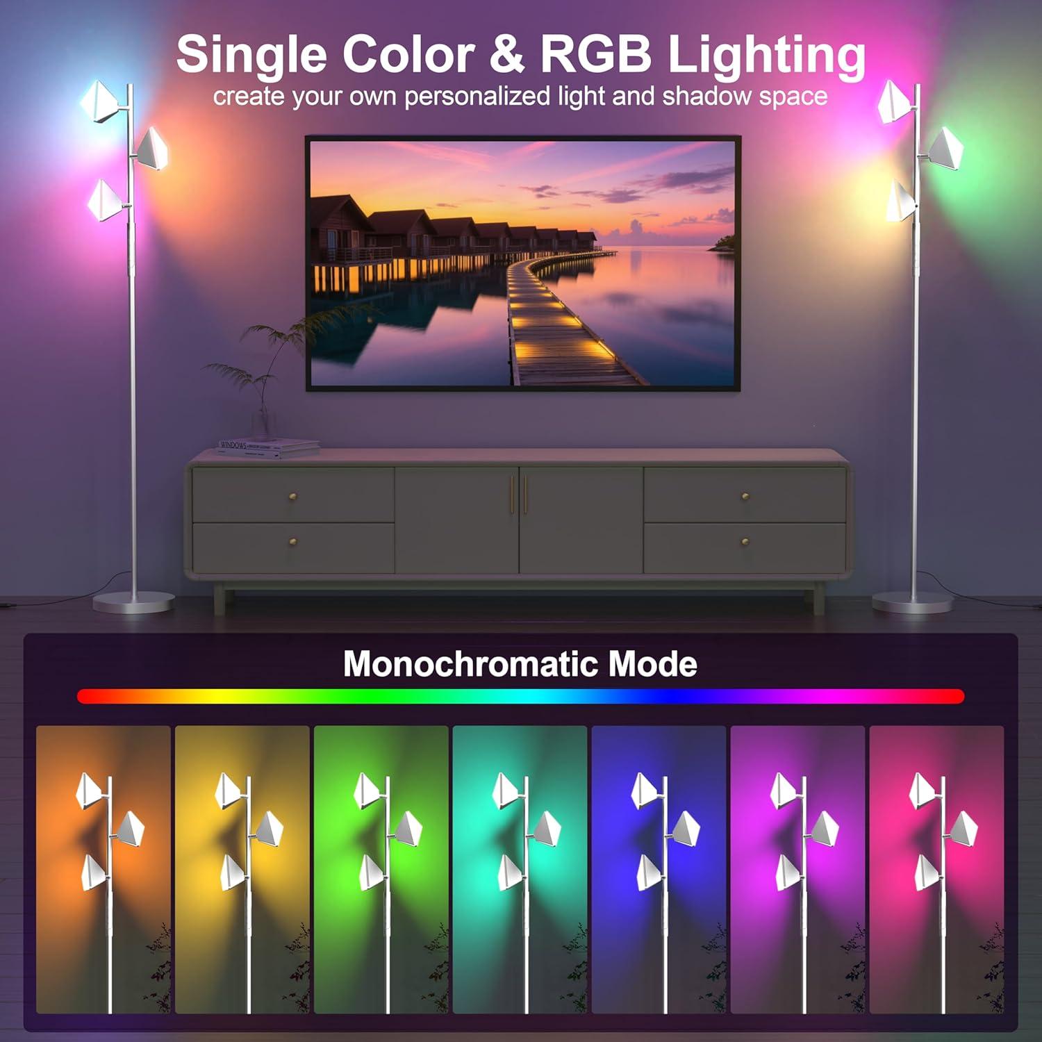 Lámpara de Pie RGB PARTPHONER FLA-036-A2 Plata 175cm