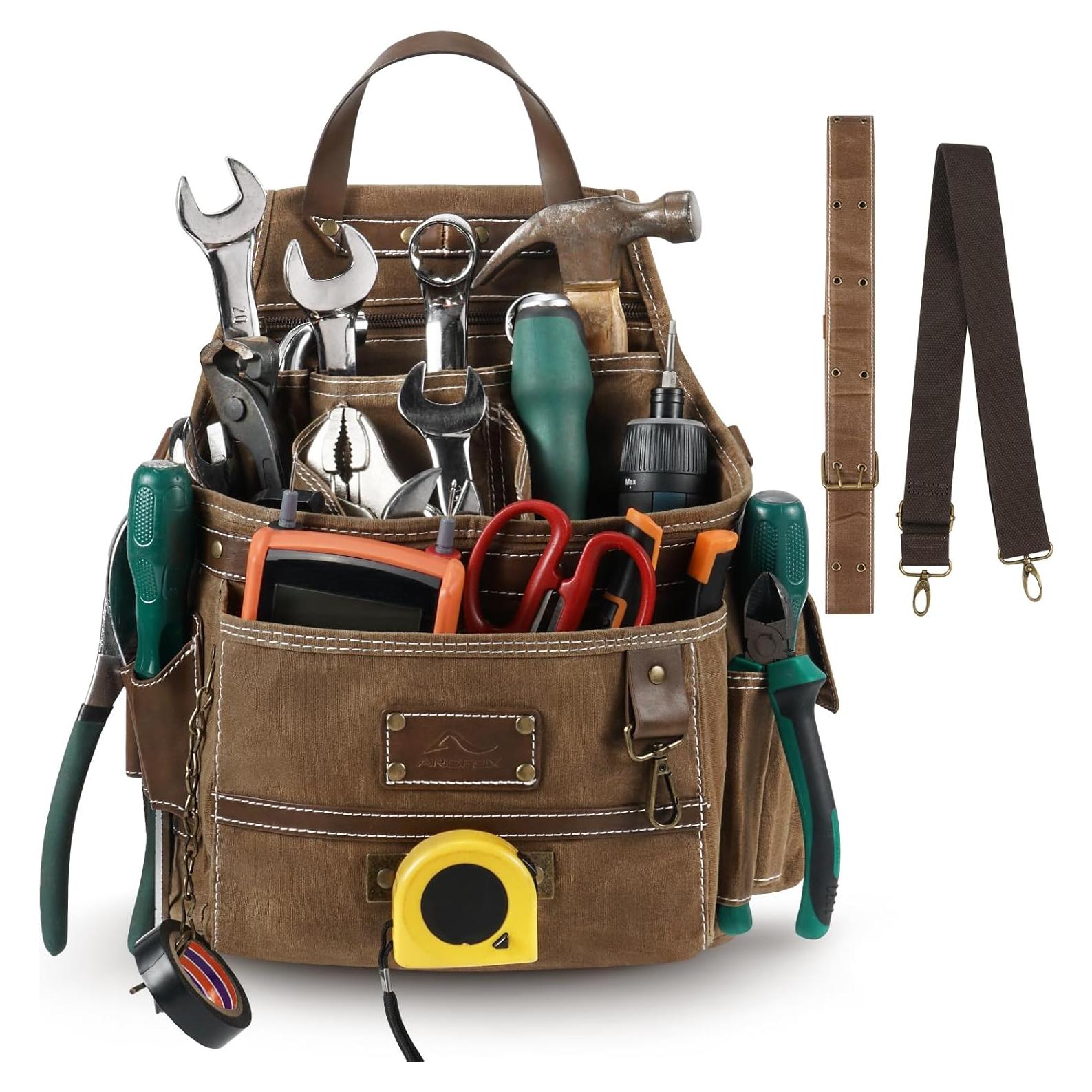 Bolsa de Herramientas ARCFOX 11 Bolsillos Lona Marrón