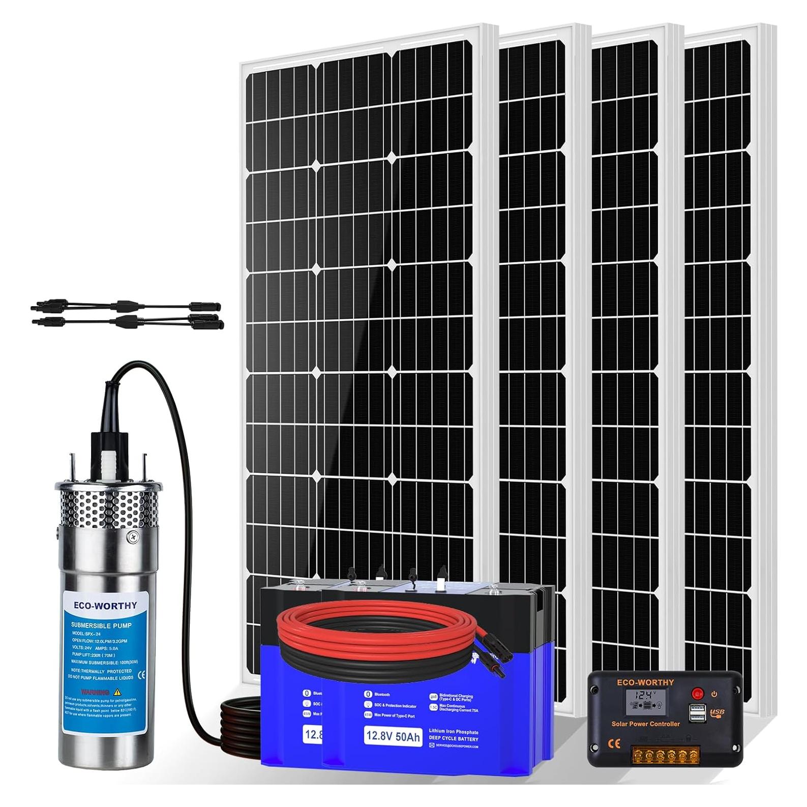 Kit Bomba de Pozo Solar ECO-WORTHY 24V 250W con Paneles 400W
