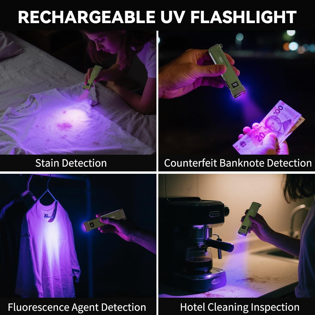 Linterna EDC Recargable 2Pack Yuyao KeRun 9 Modos LED UV