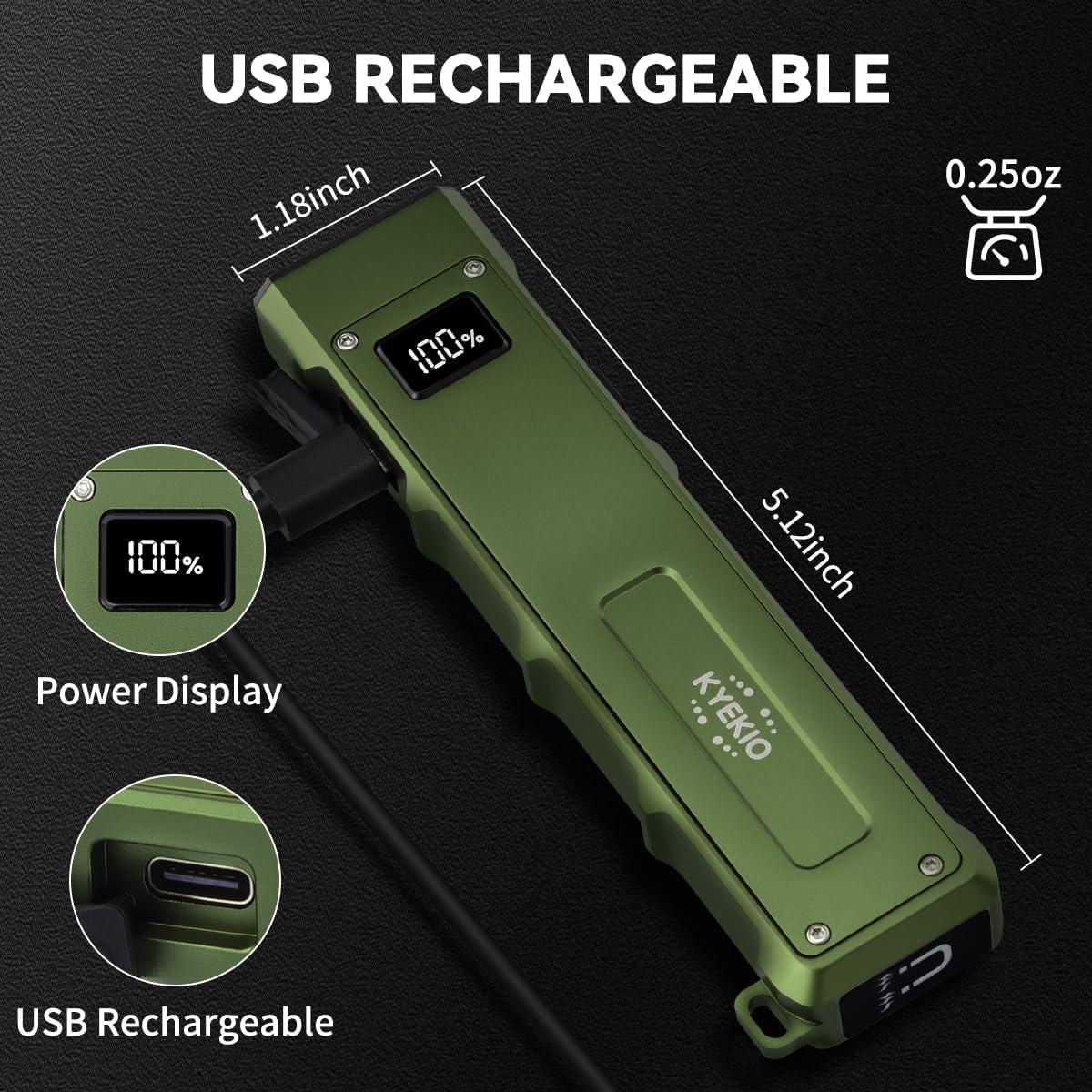 Linterna EDC Recargable 2Pack Yuyao KeRun 9 Modos LED UV