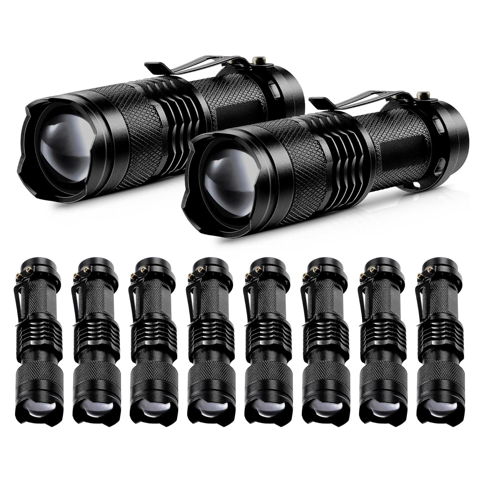 Mudder Paquete de 10 Mini Linternas LED 3 Modos Ajustables