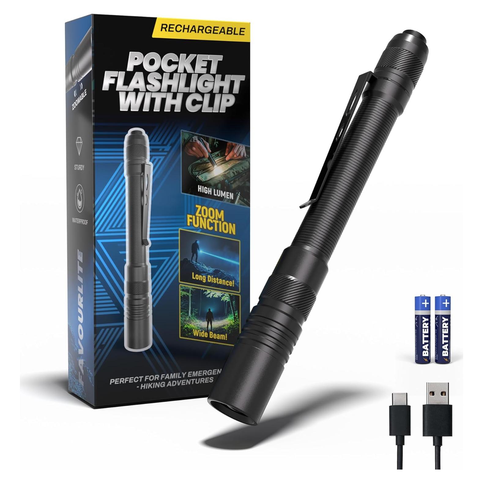 Linterna de bolígrafo recargable Lightbeoneus 800LM negra