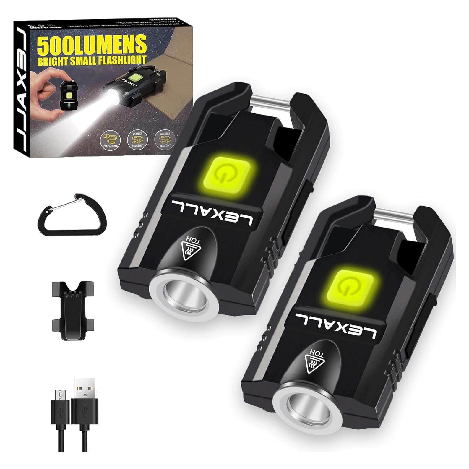 Linterna LED Recargable Lexall Mini 500 Lúmenes 2 Paquetes