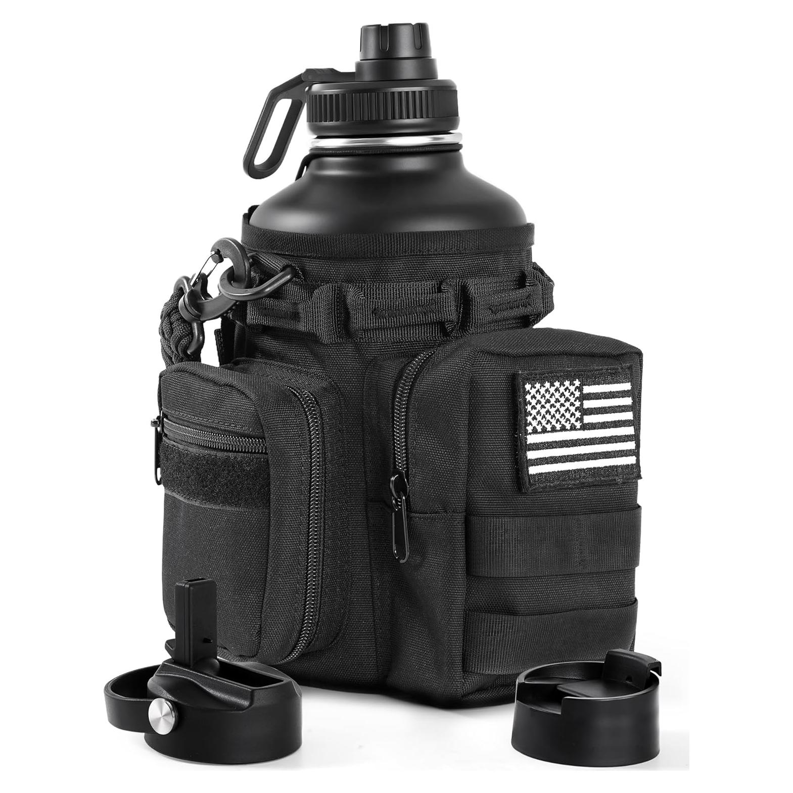 Botella de Agua Táctica Banloga 64 oz Acero Inoxidable Negro