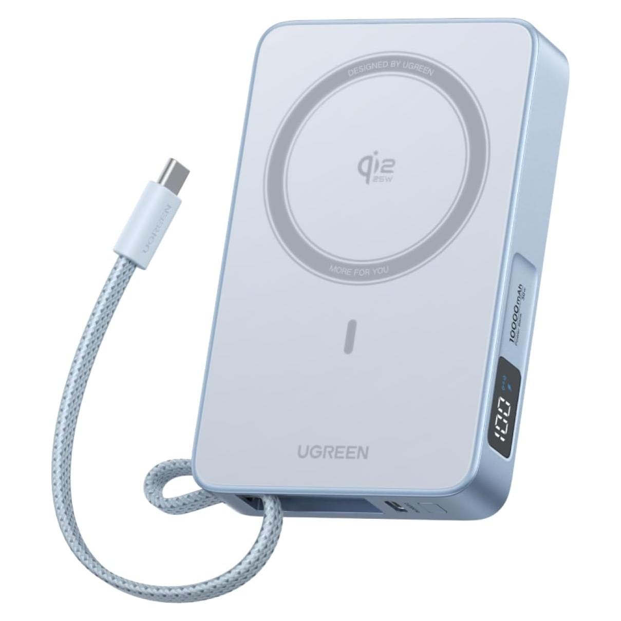 Batería Externa UGREEN 10,000mAh Carga Inalámbrica Qi2 25W