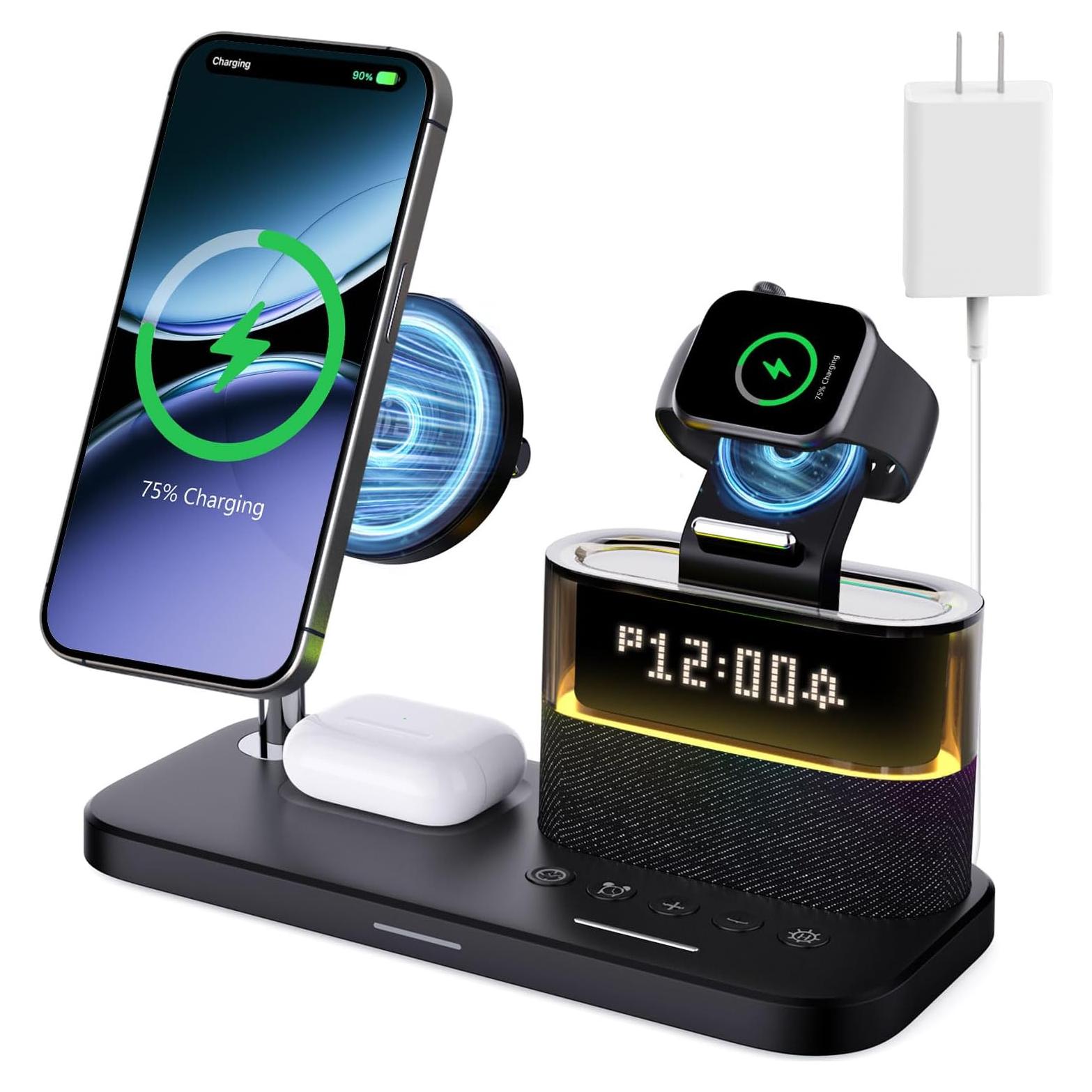 Estación de Carga Inalámbrica 5 en 1 BLKE con Reloj