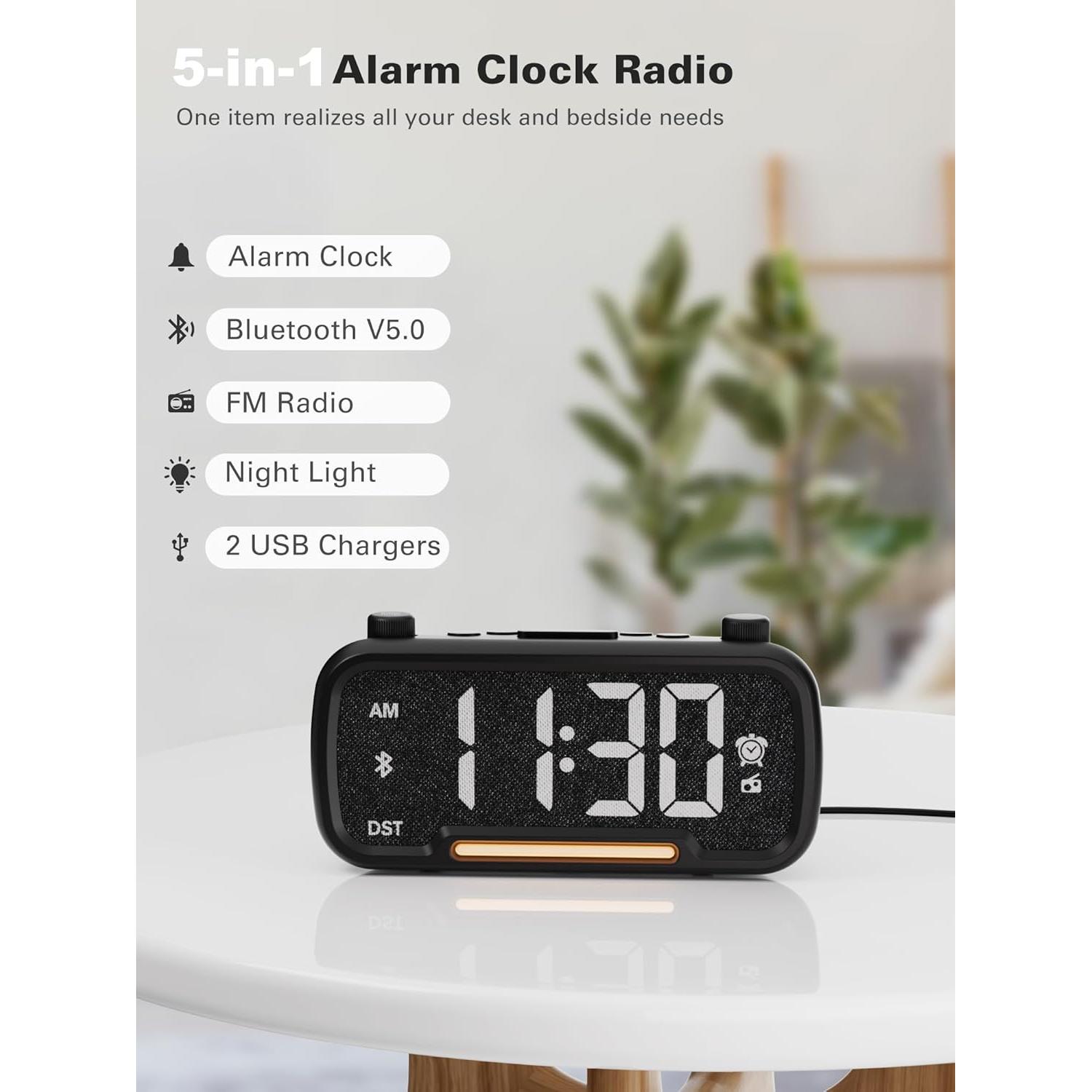 Reloj Despertador Digital Mesqool con Bluetooth y Radio FM