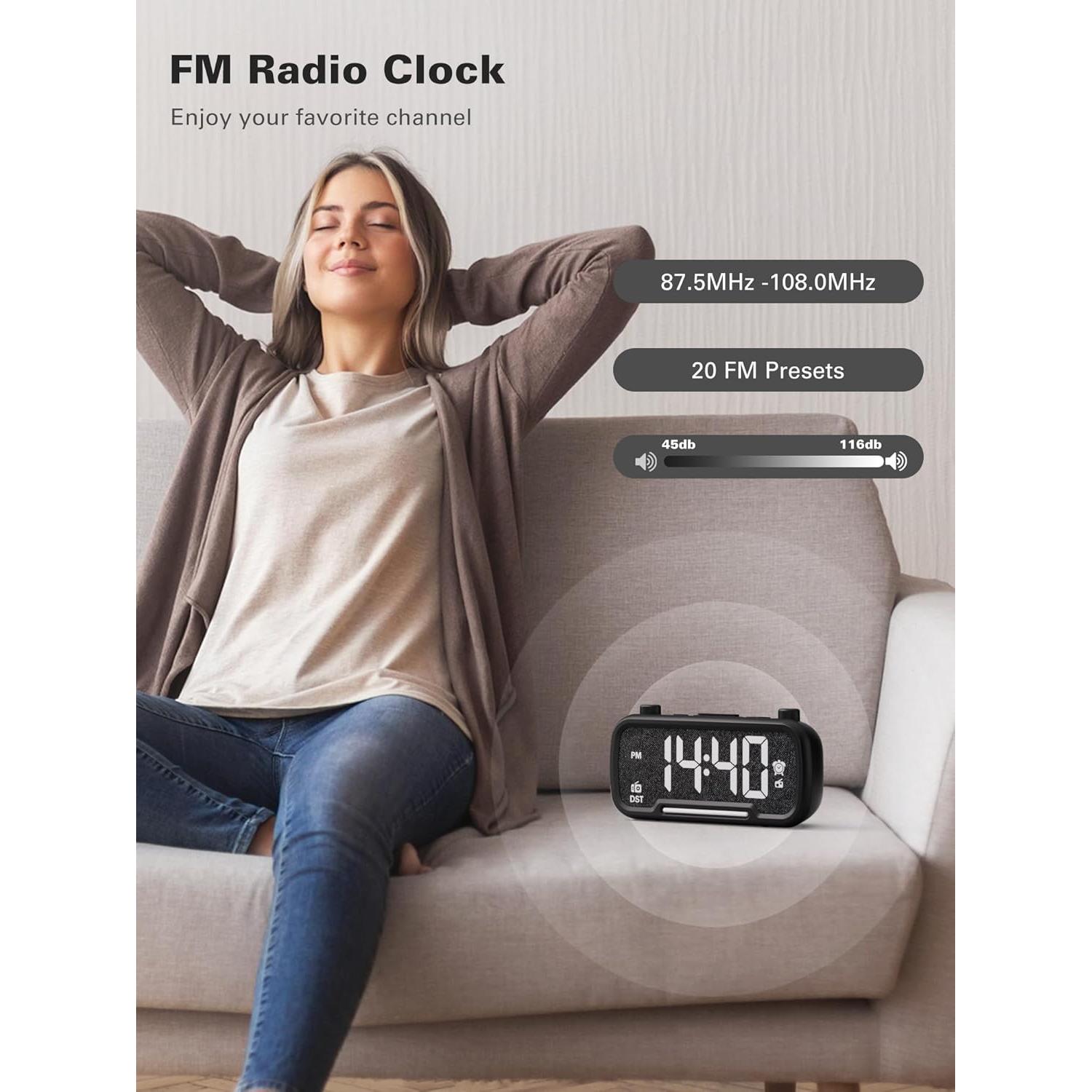 Reloj Despertador Digital Mesqool con Bluetooth y Radio FM