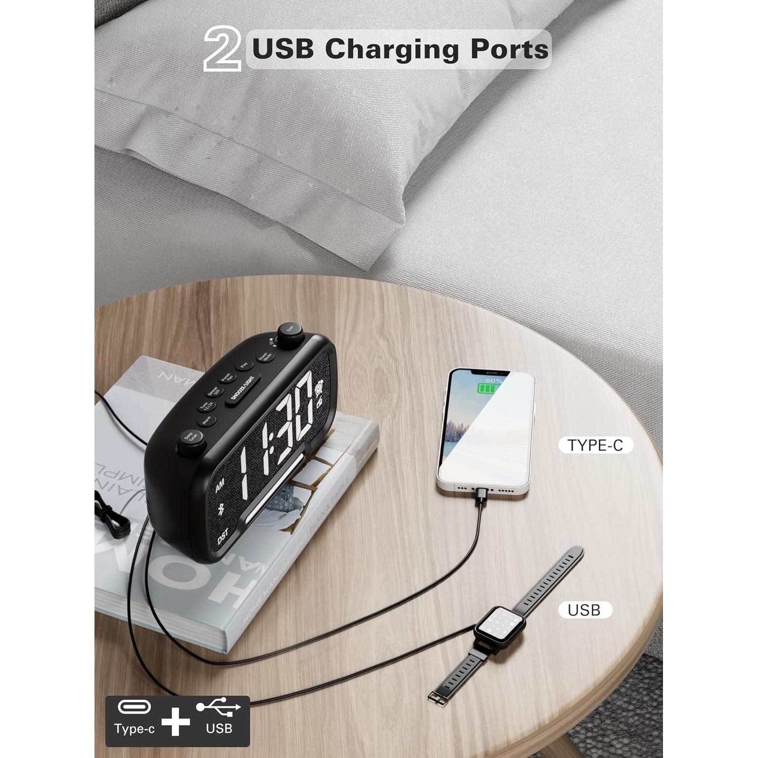 Reloj Despertador Digital Mesqool con Bluetooth y Radio FM