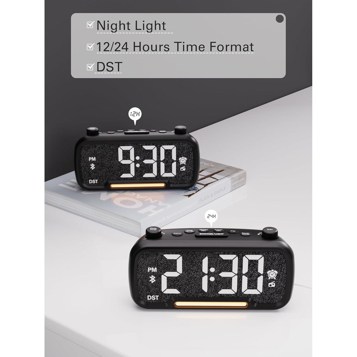 Reloj Despertador Digital Mesqool con Bluetooth y Radio FM