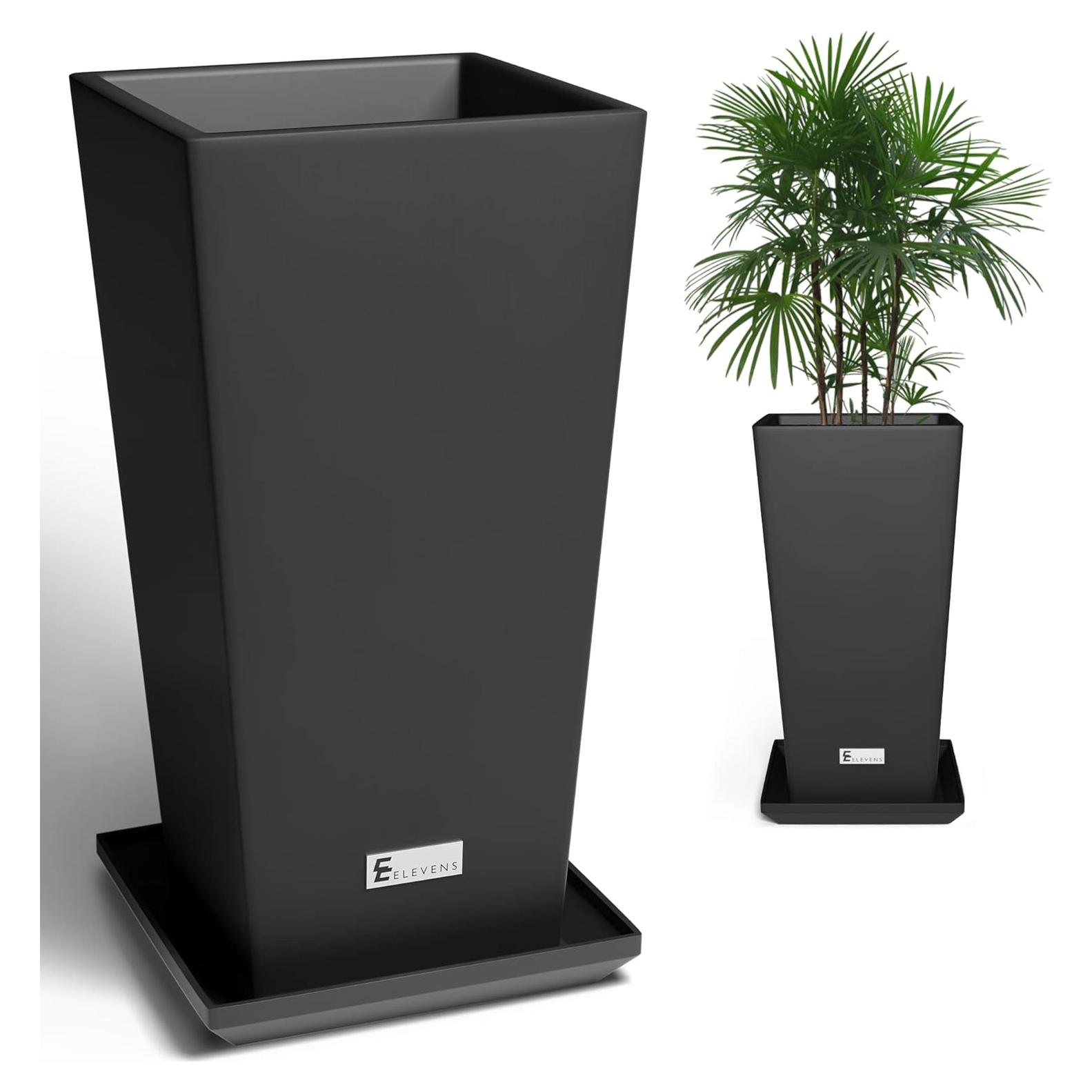 Maceta Elevens 61 cm Negra con Drenaje - 2 Paquetes
