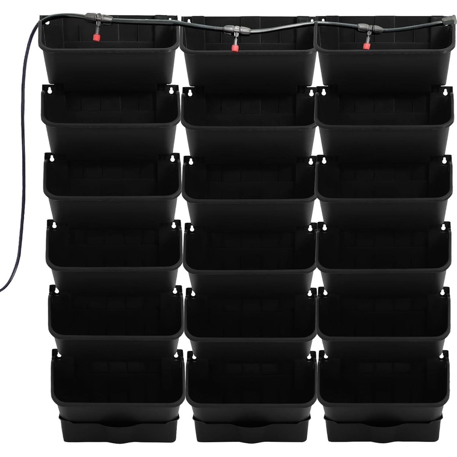 Macetas Verticales Autorriego CCXYYFDJ - 18 Unidades Negro