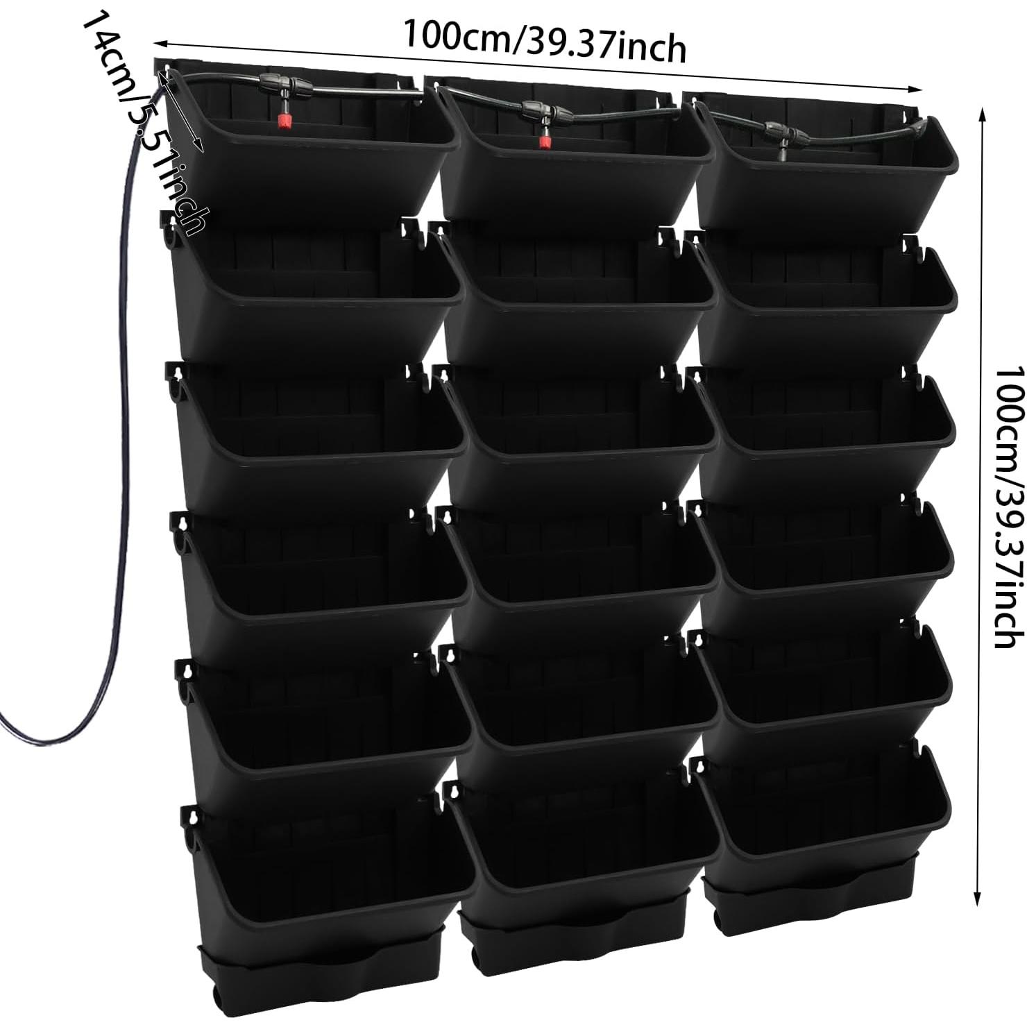 Macetas Verticales Autorriego CCXYYFDJ - 18 Unidades Negro