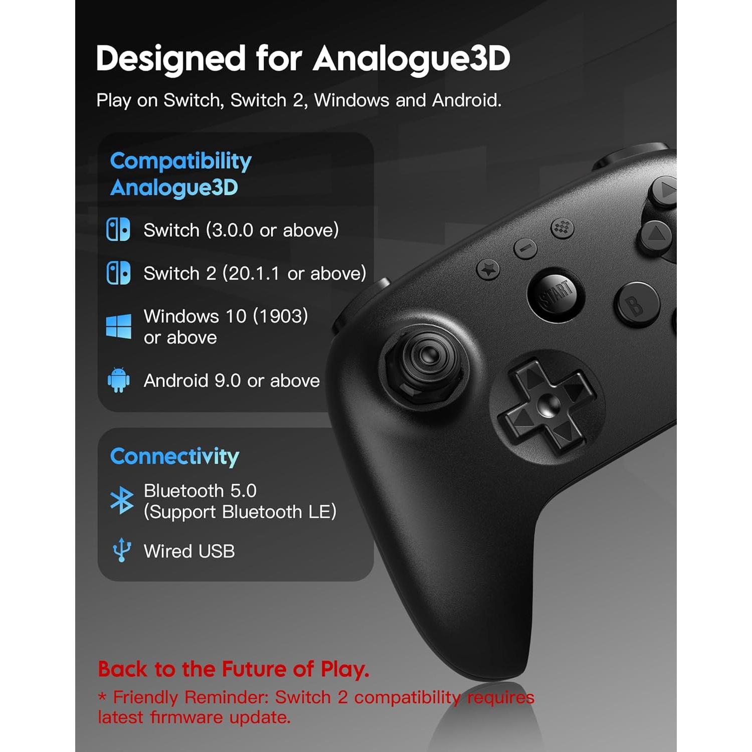 Controlador Bluetooth 8Bitdo 64 para Switch y Windows - Negro