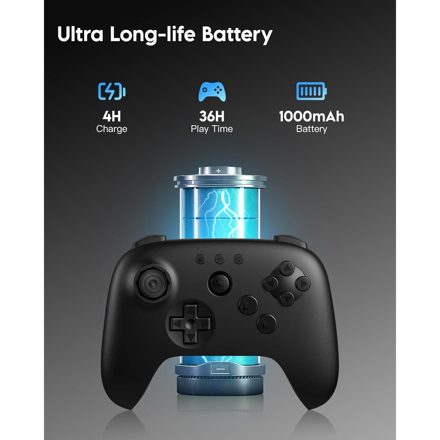 Controlador Bluetooth 8Bitdo 64 para Switch y Windows - Negro