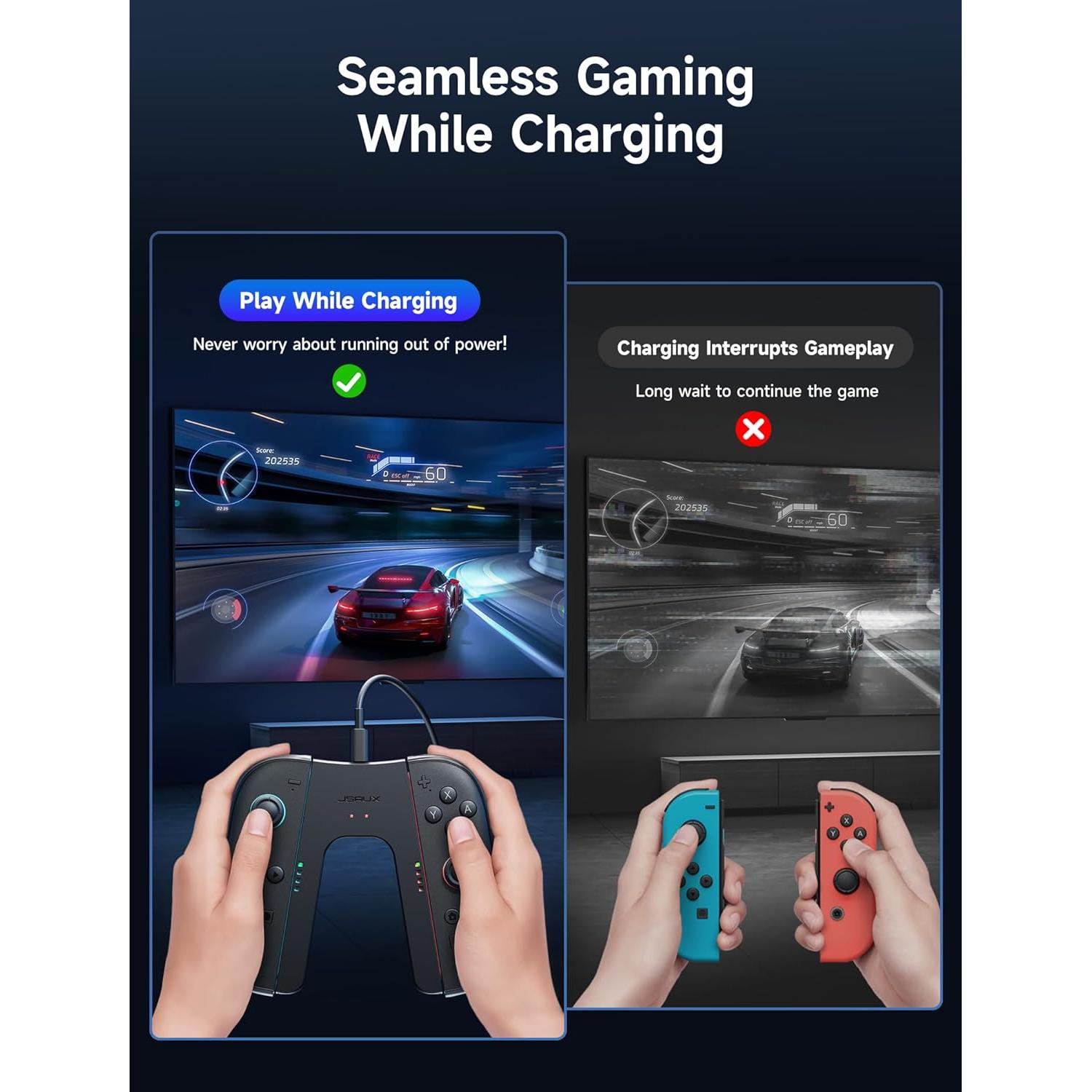 Agarre Ergonómico JSAUX para Nintendo Switch 2 - Carga y Juega