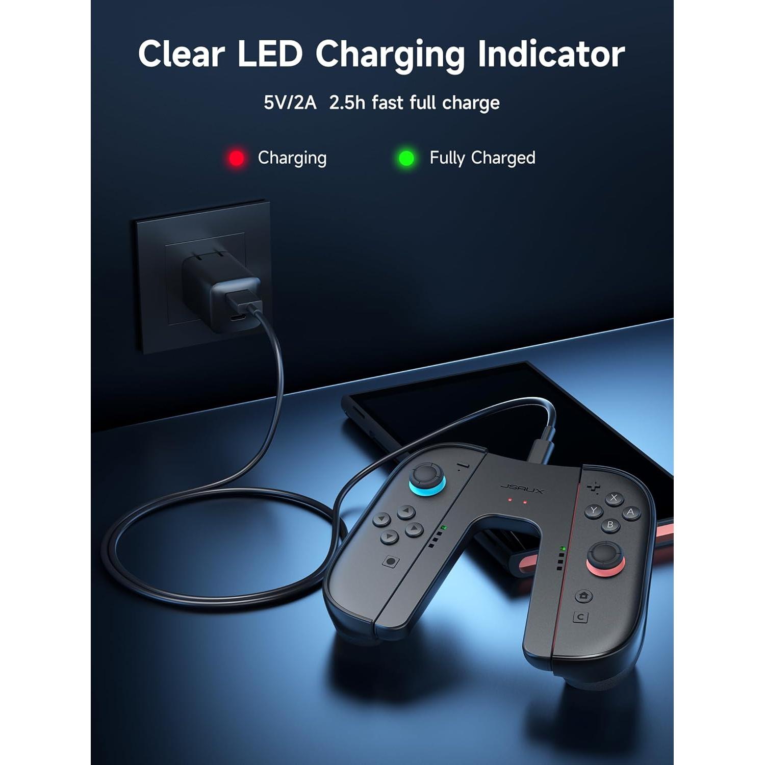 Agarre Ergonómico JSAUX para Nintendo Switch 2 - Carga y Juega