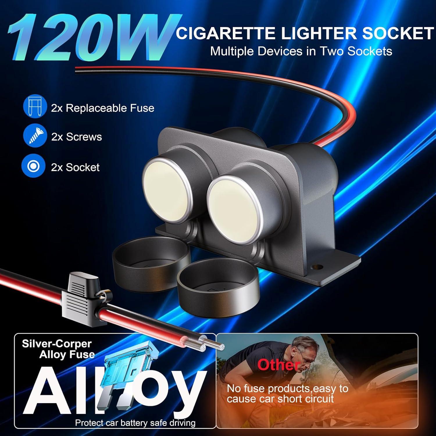 Toma de Mechero 12V Doble Salida con Cargador USB QC3.0