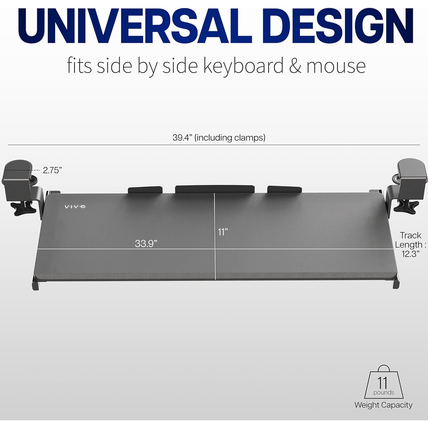 Bandeja deslizante para teclado VIVO MOUNT-KB15EB 86.36 cm negra