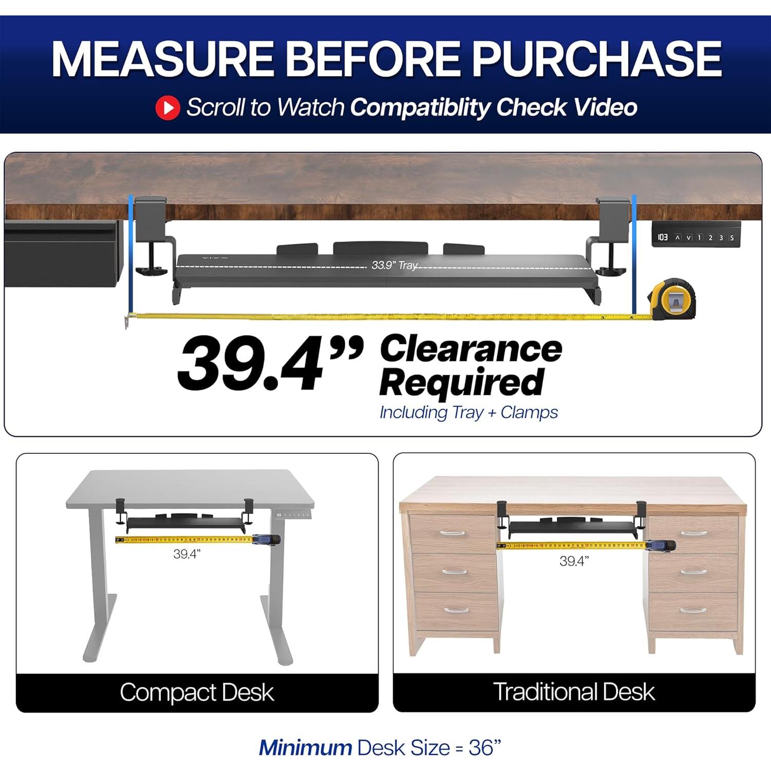 Bandeja deslizante para teclado VIVO MOUNT-KB15EB 86.36 cm negra