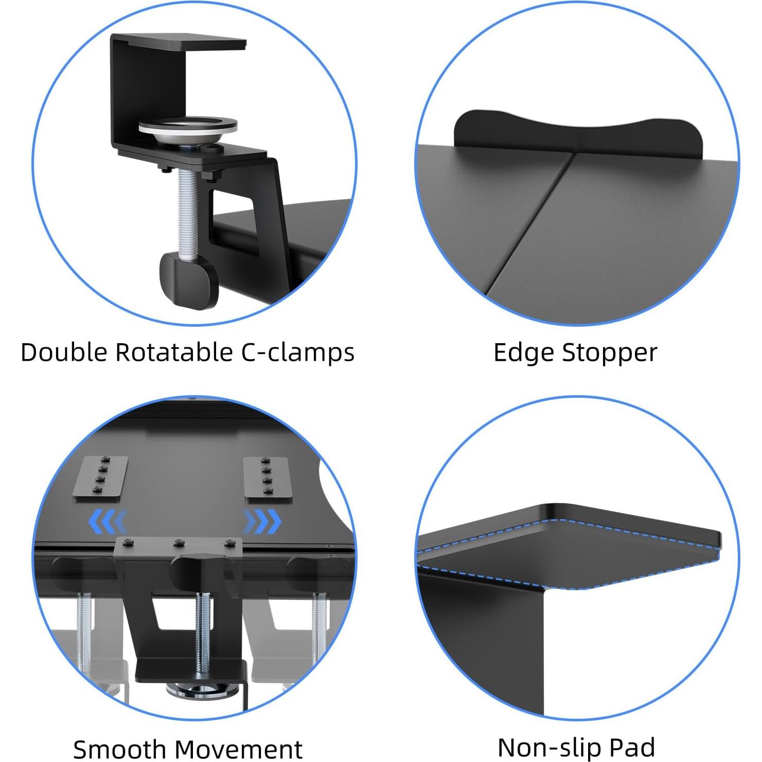 Bandeja de Teclado Bajo Escritorio Suptek 65 cm Ajustable