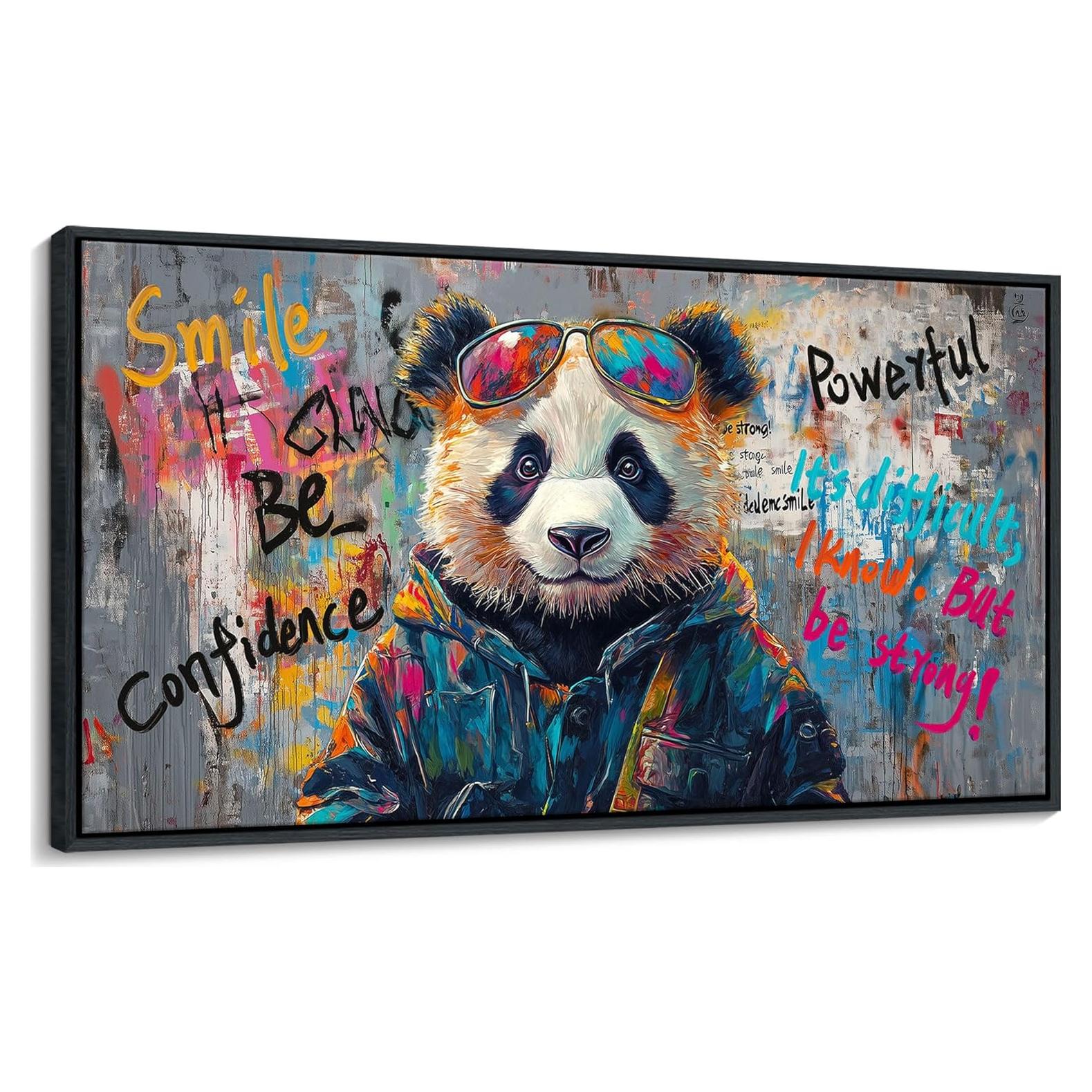 Arte de Pared Lienzo Enmarcado JEAWA Panda Graffiti 101.6x50.8cm